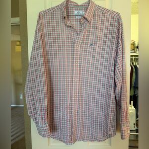 Southern Tide Red and Green Checkered Shirt